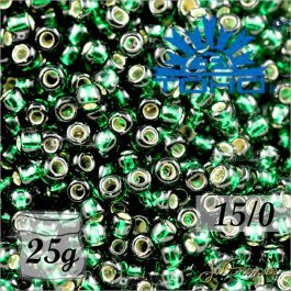 Toho Rokajl 15/0 Silver-Lined Green Emerald 25g (č.36)