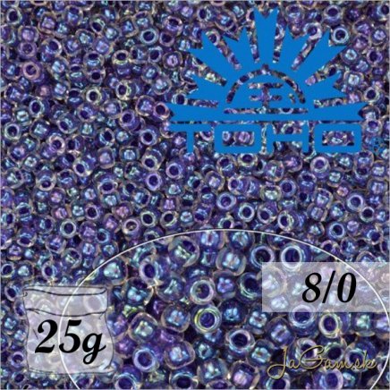 Toho Rokajl 8/0 Inside-Color Rainbow Crystal/Tanzanite-Lined č.181 25g