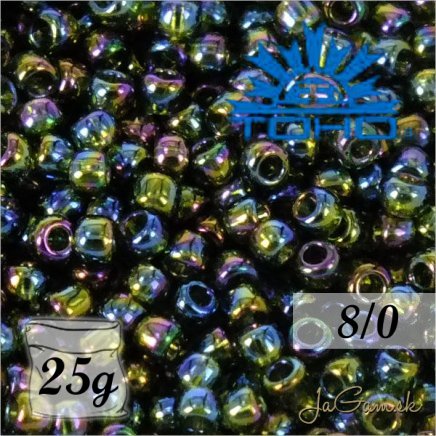 Toho Rokajl 8/0 Trans-Rainbow Olivine č.180 25g