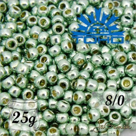 Toho Rokajl 8/0 - PermaFinish - Galvanized Mint Green č.PF570 25g