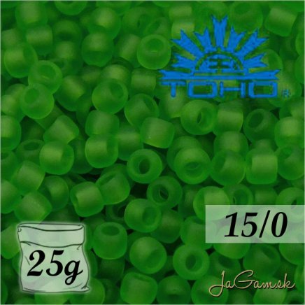 Toho Rokajl 15/0 - Transparent-Frosted Peridot (č.7F) 25g