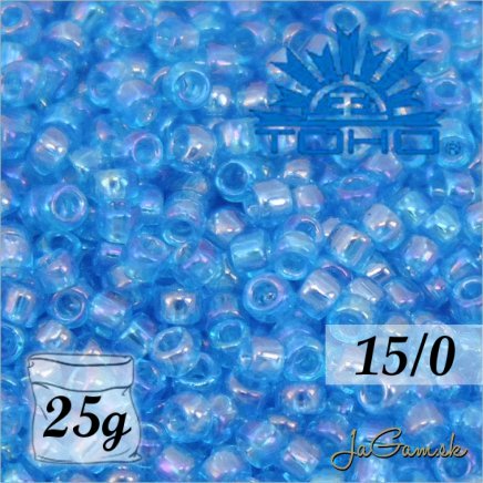 Toho Rokajl 15/0 -Transparent-Rainbow Dk Aqua (č.163B) 25g