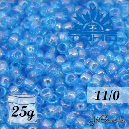 Toho Rokajl 11/0 -Transparent-Rainbow Dk Aqua (č.163B) 25g