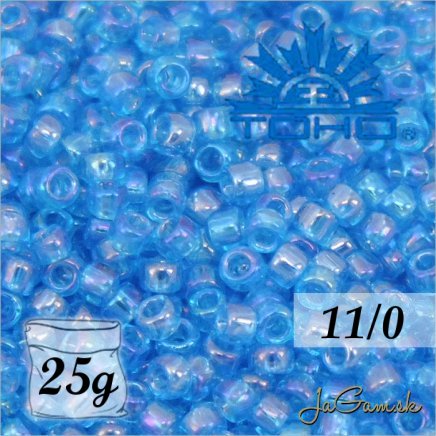 Toho Rokajl 11/0 -Transparent-Rainbow Dk Aqua (č.163B) 25g