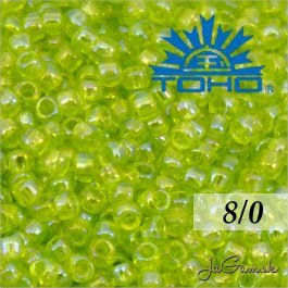 Toho Rokajl 8/0 -Transparent-Rainbow Lime Green (č.164) 10g