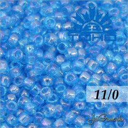 Toho Rokajl 11/0 -Transparent-Rainbow Dk Aqua (č.163B) 8g