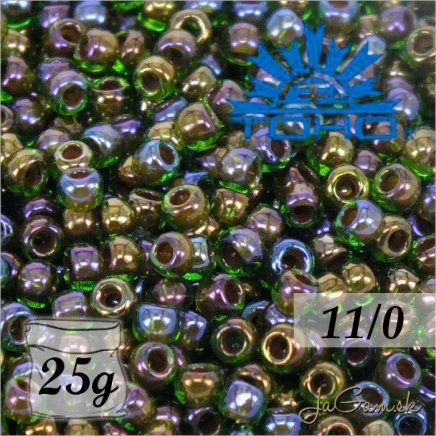 Toho Rokajl 11/0 - Inside-Color Peridot/Oxblood-Lined č.247 25g