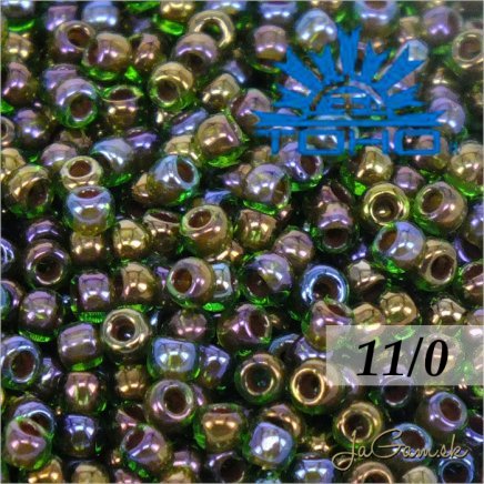Toho Rokajl 11/0 - Inside-Color Peridot/Oxblood-Lined č.247 8g