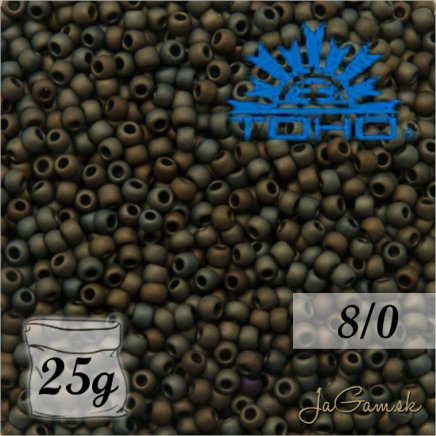 Toho Rokajl 8/0 - Frosted Metallic Iris Brown č.83F 25g