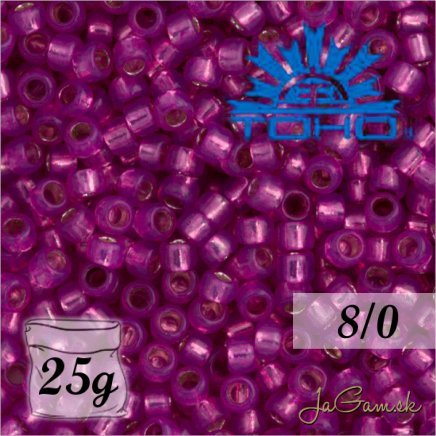 Toho Rokajl 8/0 - Silver-Lined Milky Hot Pink č.2107 25g