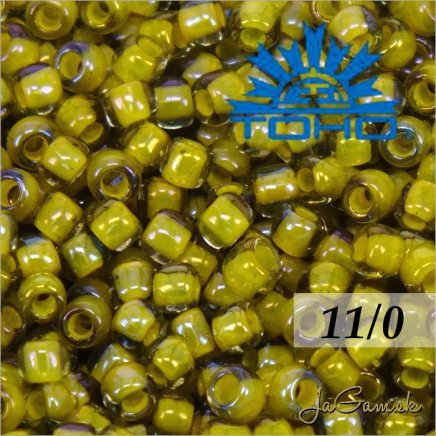 Toho Rokajl 11/0 - Inside-Color Luster Black Diamond/Opaque Yellow-Lined (č.246) 8g