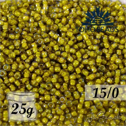 Toho Rokajl 15/0 - Inside-Color Luster Black Diamond/Opaque Yellow-Lined (č.246) 5g