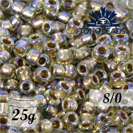 Toho Rokajl 8/0 Gold-Lined Rainbow Lt Jonquil č.998 8g