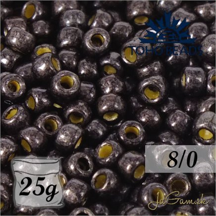 Toho Rokajl 8/0 Finish Matte Galvanized Cool Gray č.PF595F 25g