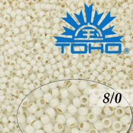 Toho Rokajl 8/0 Silver-Lined Milky White č.2100 10g