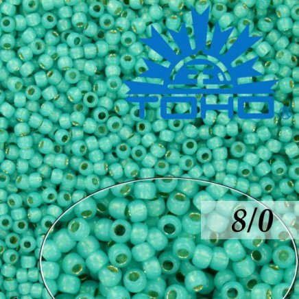 Toho Rokajl 8/0 Silver-Lined Milky Teal č.2104 10g