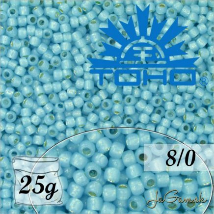 Toho Rokajl 8/0 Silver-Lined Milky Aqua č.2117 25g