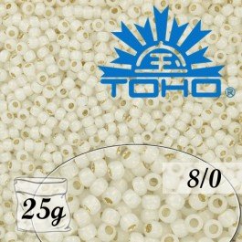 Toho Rokajl 8/0 Silver-Lined Milky White č.2100 25g