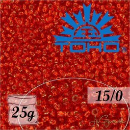 Toho Rokajl 15/0 Silver-Lined Siam Ruby, 25g (č.25B)