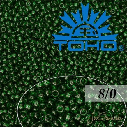 Toho Rokajl 8/0 -Transparent-Frosted Green Emerald č.939F 10g