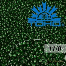 Toho Rokajl 11/0 Transparent Green Emerald Frosted č.939F 8g