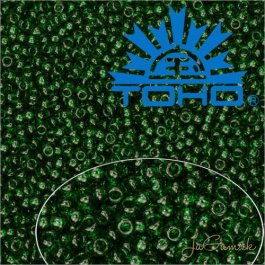 Toho Rokajl 15/0 Transparent Green Emerald Frosted, 25g (č.939F)