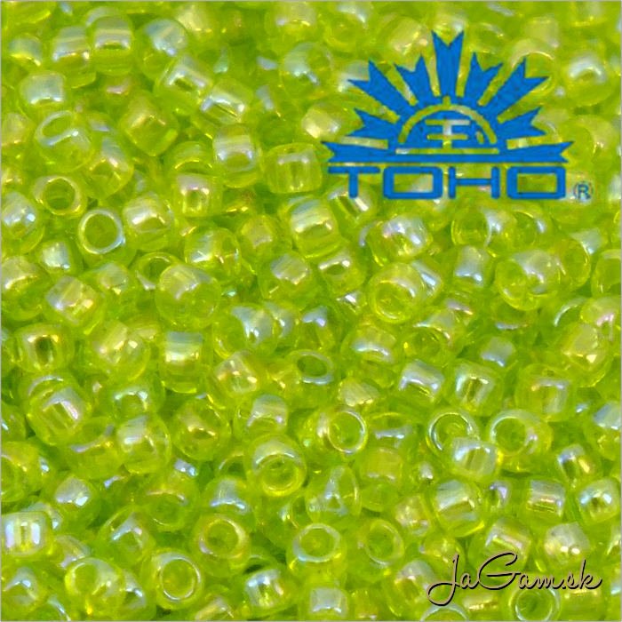 Toho Rokajl 15/0 -Transparent-Rainbow Lime Green (č.164) 5g