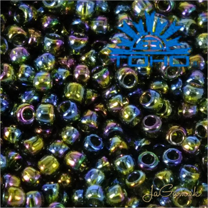 Toho Rokajl 8/0 Trans-Rainbow Olivine č.180 25g