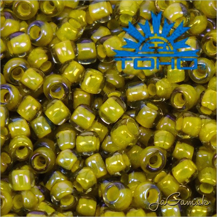 Toho Rokajl 8/0 Inside-Color Luster Black Diamond/Opaque Yellow-Lined č.246 25g