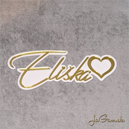 Zápich Meno so srdcom 3D zrkadlový 110mm (ZZ011) 