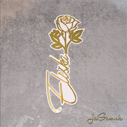 Zápich Meno s ružou 3D zrkadlový 220mm (ZZ013) 