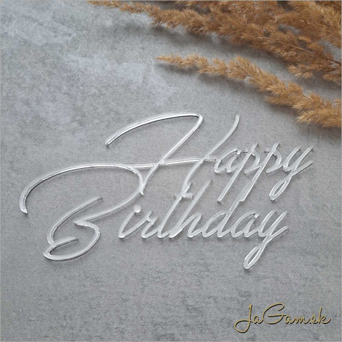 Zápich Happy Birthday zrkadlový 160mm (ZZ050) 