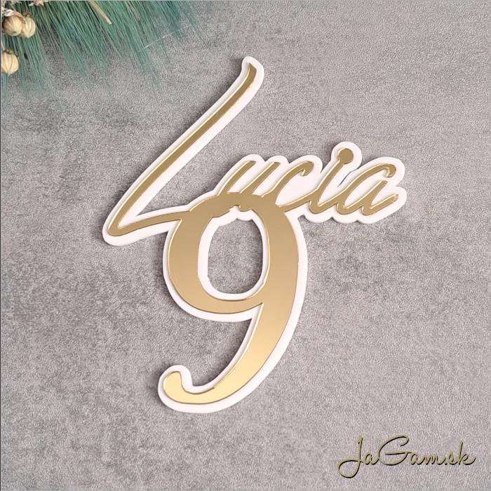 Zápich Meno s číslom 3D zrkadlový 110mm (ZZ010) 