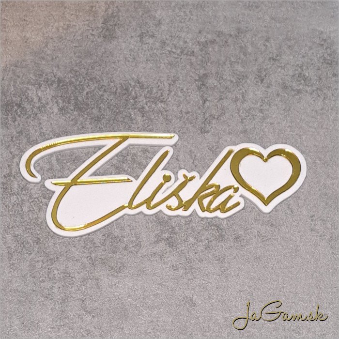 Zápich Meno so srdcom 3D zrkadlový 110mm (ZZ011) 