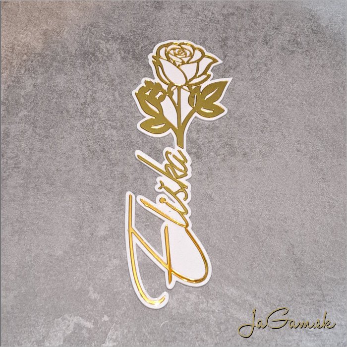 Zápich Meno s ružou 3D zrkadlový 220mm (ZZ013) 