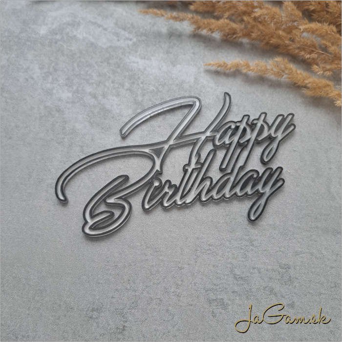 Zápich Happy Birthday 3D zrkadlový 180mm (ZZ056) 