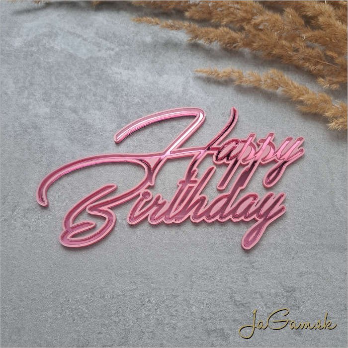 Zápich Happy Birthday 3D zrkadlový 180mm (ZZ056) 