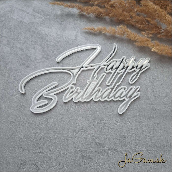 Zápich Happy Birthday 3D zrkadlový 180mm (ZZ056) 